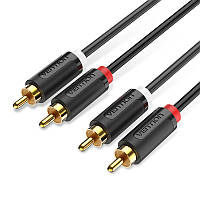 Кабель Audio 2RCA-2RCA Vention F/F 26К gold-plated 29 AWG 1m PVC Shell Black (BCMBF)