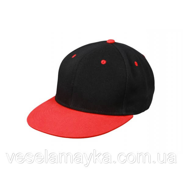 Чорна кепка сніпбек з червоним козирком (Snapback)