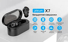 Бездротові навушники TWS Picun X7 (подвійні динаміки) Black, фото 3