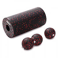 Набор массажный Cornix: мяч Ball 8 см, мяч Duoball 8х16 см, роллер Foam Roller 30х15 см (XR-0080)