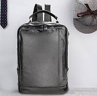 Кожаный мужской городской рюкзак большой и вместительный из натуральной кожи черный "Gr"