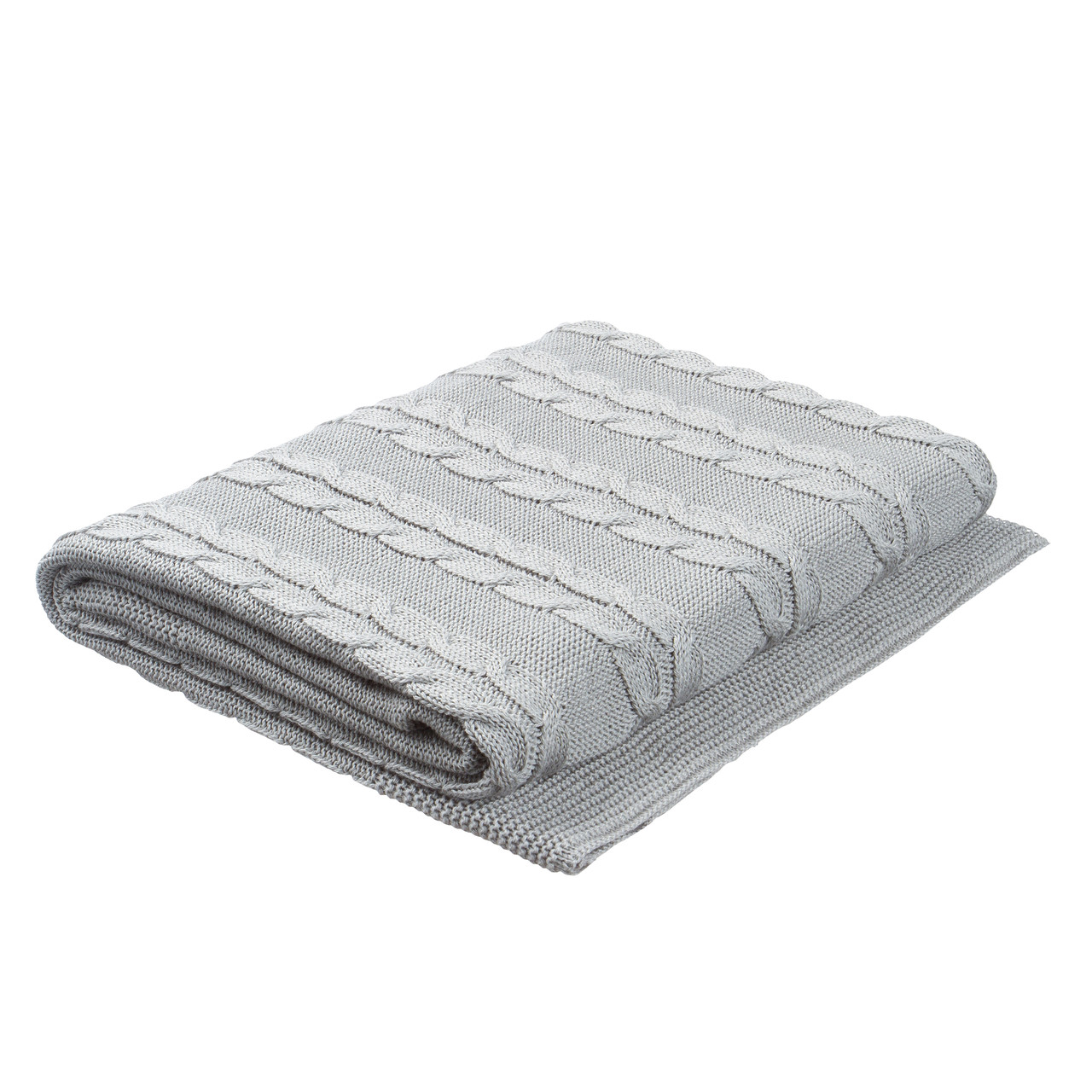 Плед в'язаний Ohaina коси 180x160 cotton Steel Grey