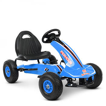 Дитячий карт з надувними колесами Bambi kart M 4574-4 Синій Педальна машинка веломобіль