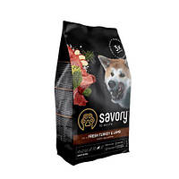 Сухой корм Savory для собак крупных пород со свежим мясом индейки и ягненка, 3 кг