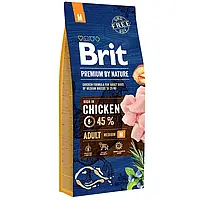 Сухой корм для взрослых собак средних пород (весом от 10 до 25 кг) Brit Premium Adult M 15 kg курица