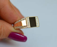 Чоловічі срібні каблучки з золотими пластинами