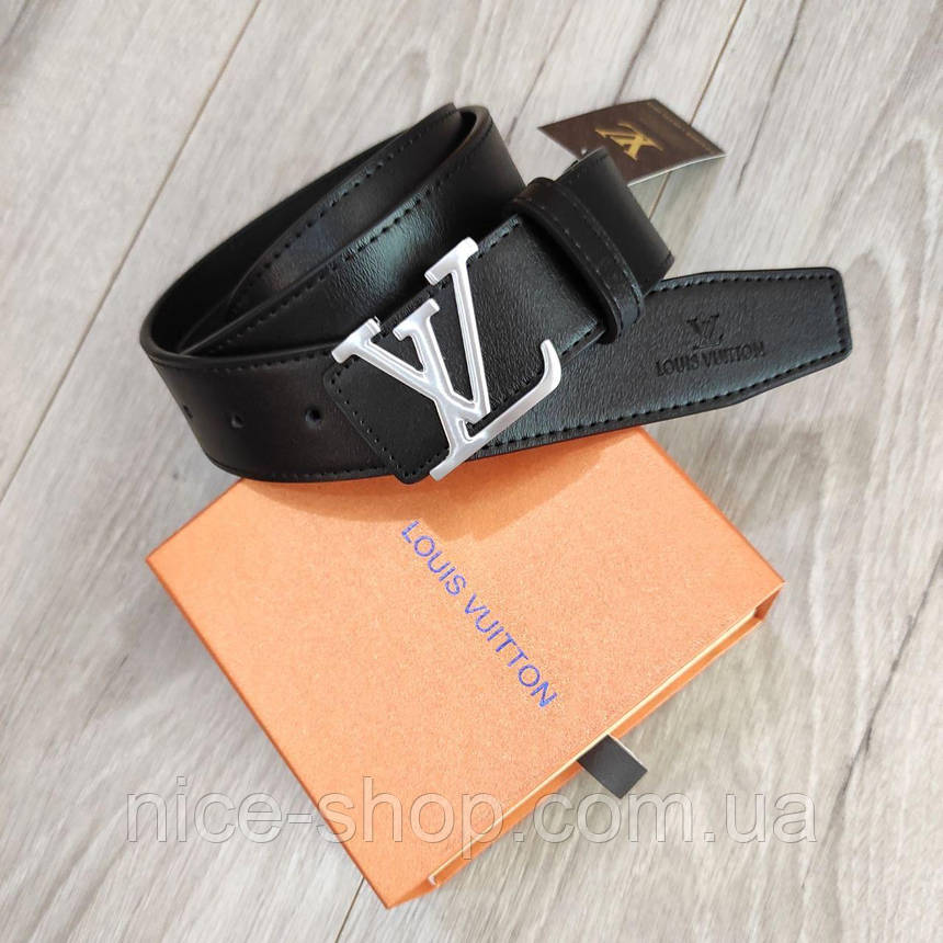 Ремінь Louis Vuitton шкіряний, фурнітура срібло глянець, фото 1