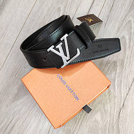 Ремінь Louis Vuitton шкіряний, фурнітура срібло глянець