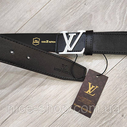 Ремінь Louis Vuitton шкіряний, фурнітура срібло глянець, фото 5
