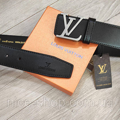 Ремінь Louis Vuitton шкіряний, фурнітура матове срібло, фото 5