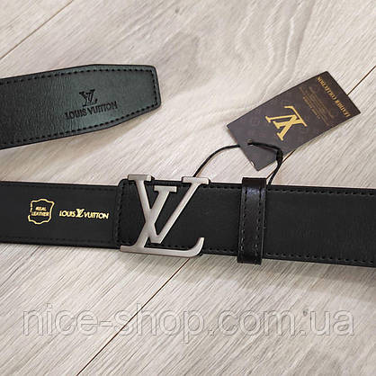 Ремінь Louis Vuitton шкіряний, фурнітура матове срібло, фото 4