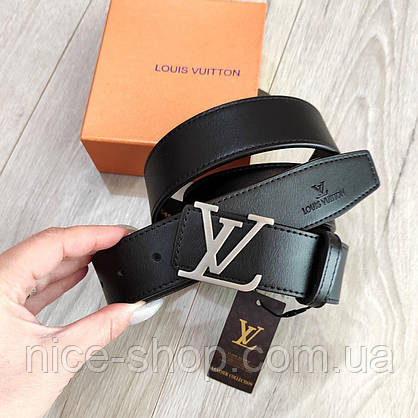 Ремінь Louis Vuitton шкіряний, фурнітура матове срібло, фото 3