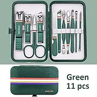 Набір для манікюру Manicure в чохлі кусачки ножиці сталь зелений