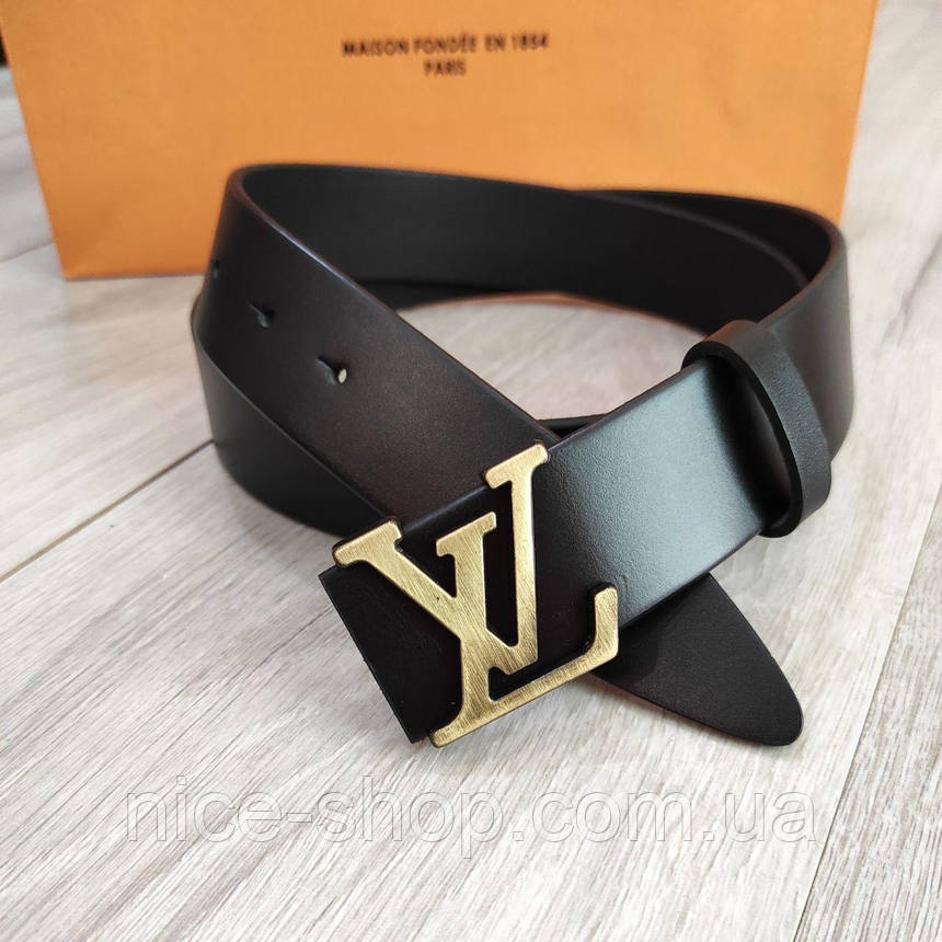Ремінь Louis Vuitton шкіряний, фурнітура матове золото, фото 1
