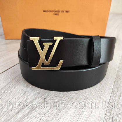 Ремінь Louis Vuitton шкіряний, фурнітура матове золото, фото 3