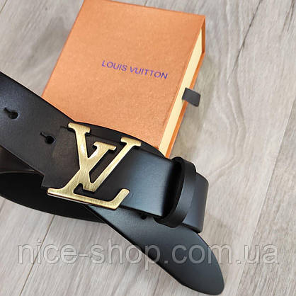 Ремінь Louis Vuitton шкіряний, фурнітура матове золото, фото 6