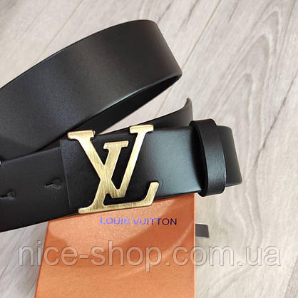 Ремінь Louis Vuitton шкіряний, фурнітура матове золото, фото 5