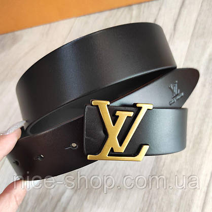 Ремінь Louis Vuitton шкіряний, фурнітура матове золото, фото 4