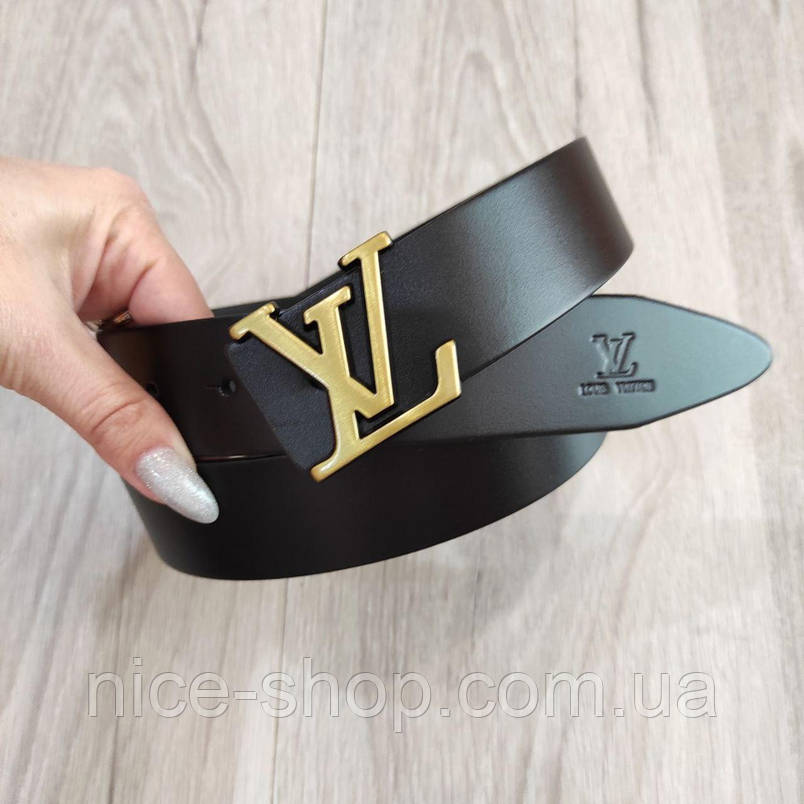 Ремінь Louis Vuitton шкіряний, фурнітура матове золото, фото 3