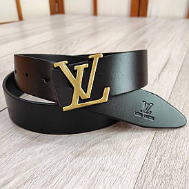 Ремінь Louis Vuitton шкіряний, фурнітура матове золото