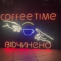 Неоновая вывеска LED Coffee открыто (1000х600)