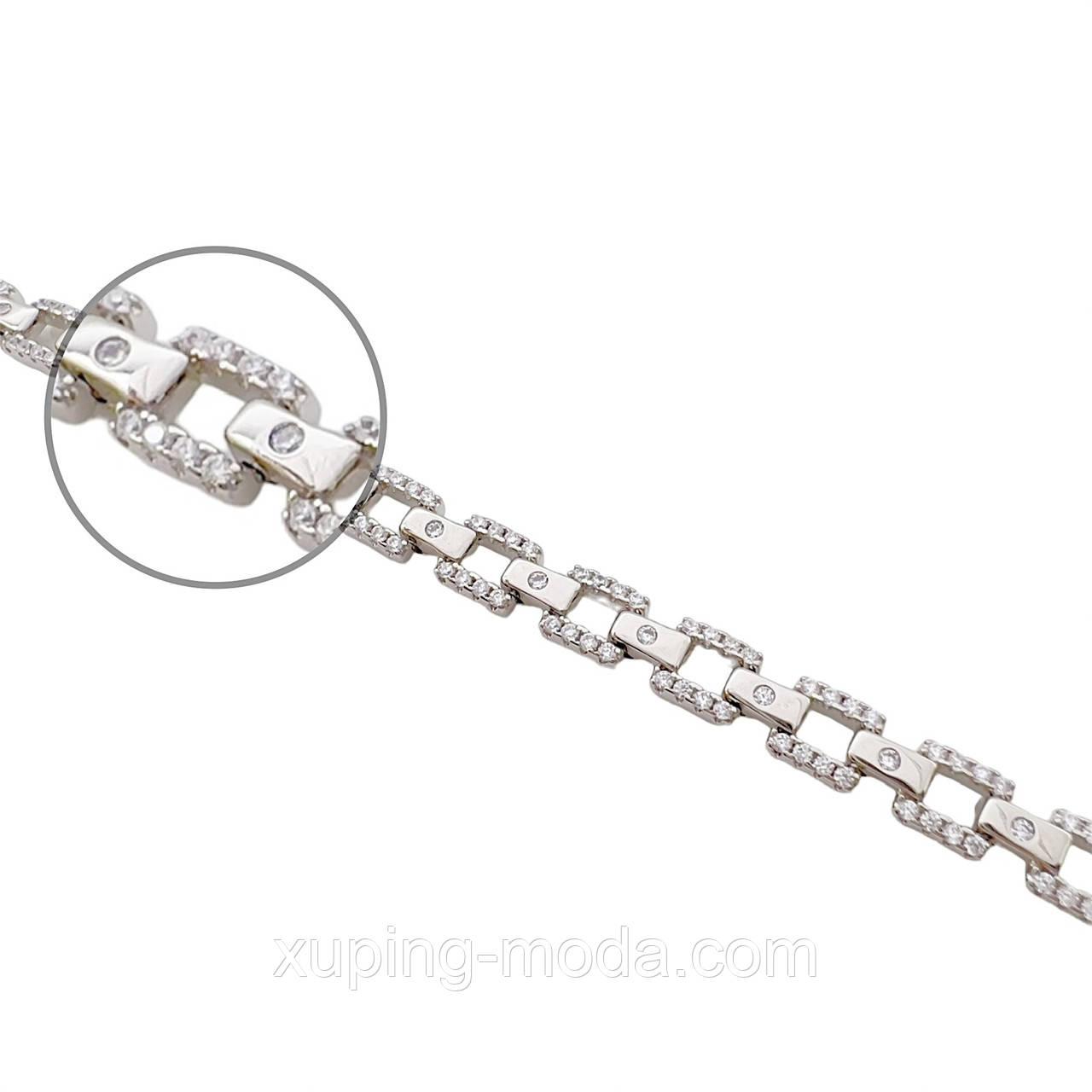 18.5 см х 6 мм. Браслет xp. Родій, фото 1