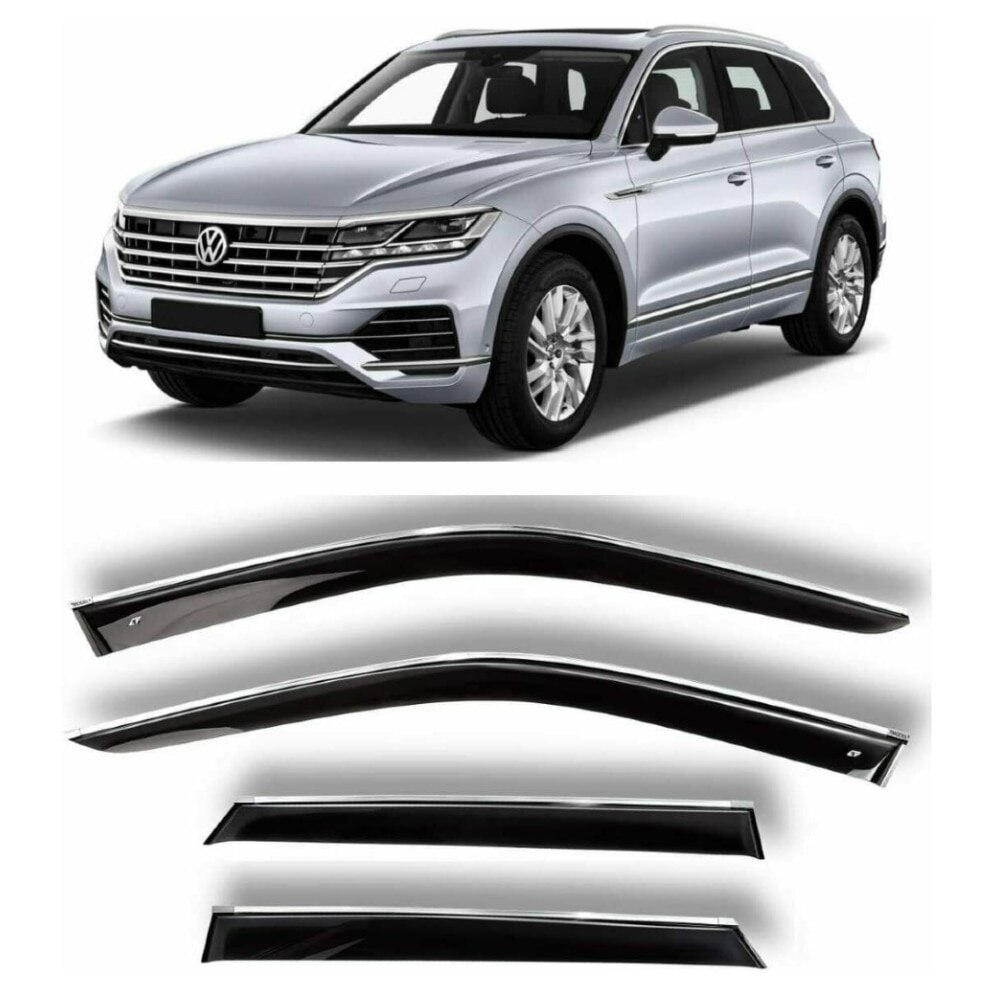 Дефлектори вікон вітровики 	COBRA TUNING  Volkswagen Touareg 2018- з хром молдингом, фото 1