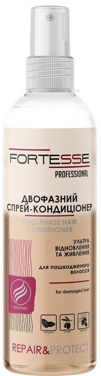 Спрей-кондиціонер відновлюючий двофазний Fortesse Pro Repair & Protect для сухого та пошкодженого волосся 250 мл (4823115501530), фото 1