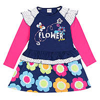 Детское платье с длинным рукавом nova примерно 4-5 лет 110 рост цветы