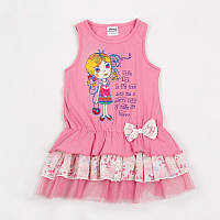 Літнє плаття на дівчинку з коротким рукавом сарафан nova приблизно 5-6 років 116 зріст рожеве з дівчинкою