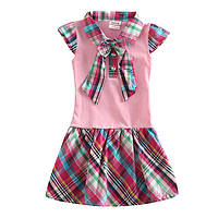 Летнее платье на девочку с коротким рукавом nova примерно 2-3 года 98 рост розовое в клетку