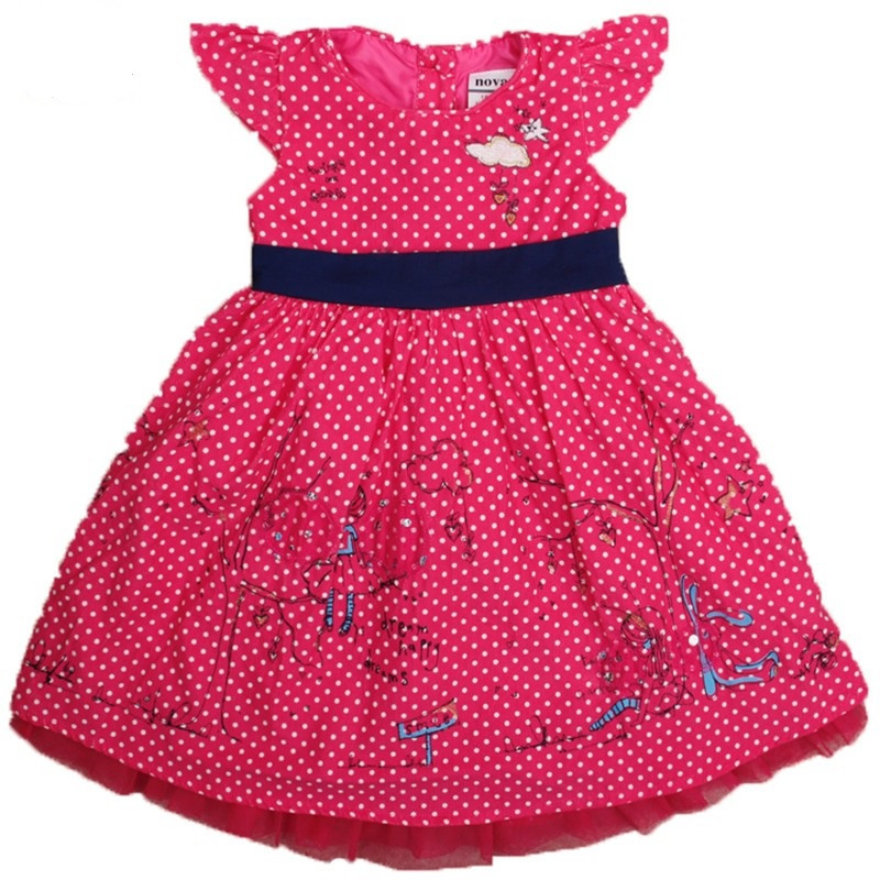 Літнє плаття на дівчинку з коротким рукавом nova приблизно 5-6 років 116 зріст рожеве в горошок
