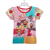 Летняя детская футболка на девочку с коротким рукавом Nova примерно 5-6 лет 116 рост с животными