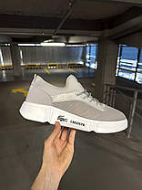 Чоловічі кросівки Lacoste Silver White Кеди Лакоста сірі з білим повсякденні сітка текстиль сітка текстиль літні, фото 6