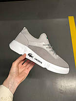 Чоловічі кросівки Lacoste Silver White Кеди Лакоста сірі з білим повсякденні сітка текстиль сітка текстиль літні, фото 3