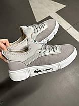 Чоловічі кросівки Lacoste Silver White Кеди Лакоста сірі з білим повсякденні сітка текстиль сітка текстиль літні, фото 4