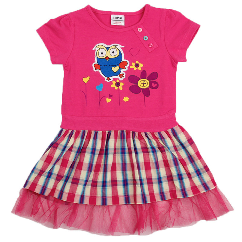 Літня сукня на дівчинку з коротким рукавом nova приблизно 5-6 років 116 зріст рожевого кольору совушка