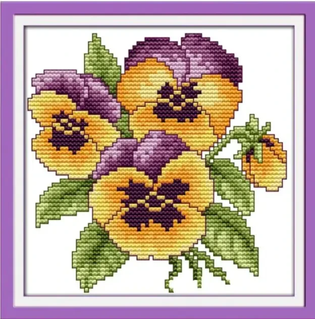 Набір для вишивання за нанесеною на канву схемою "The flower of happihess 1". AIDA 14CT printed 17*17 см