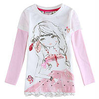 Детская кофточка реглан на девочку с длинным рукавом nova примерно 4-5 лет 110 рост бело-розового цвета