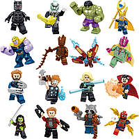 Большой набор фигурки человечки мстители супергерои Marvel 16 штук