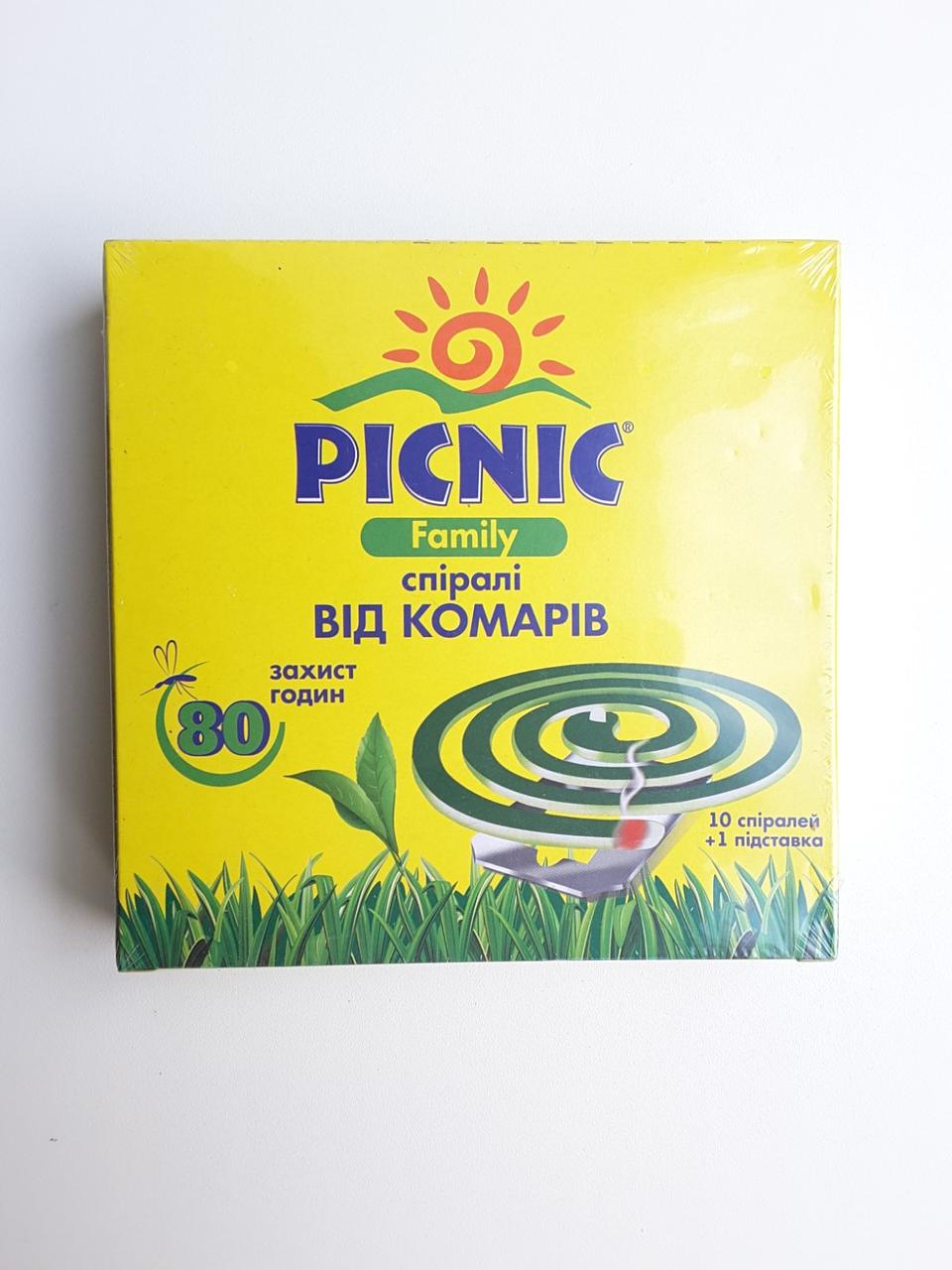 Спіралі від комарів Picnic family (10 спіралей + 1 підставка), фото 1