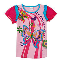 Летняя детская футболка на девочку с коротким рукавом Nova примерно 5-6 лет 116 рост с бабочками