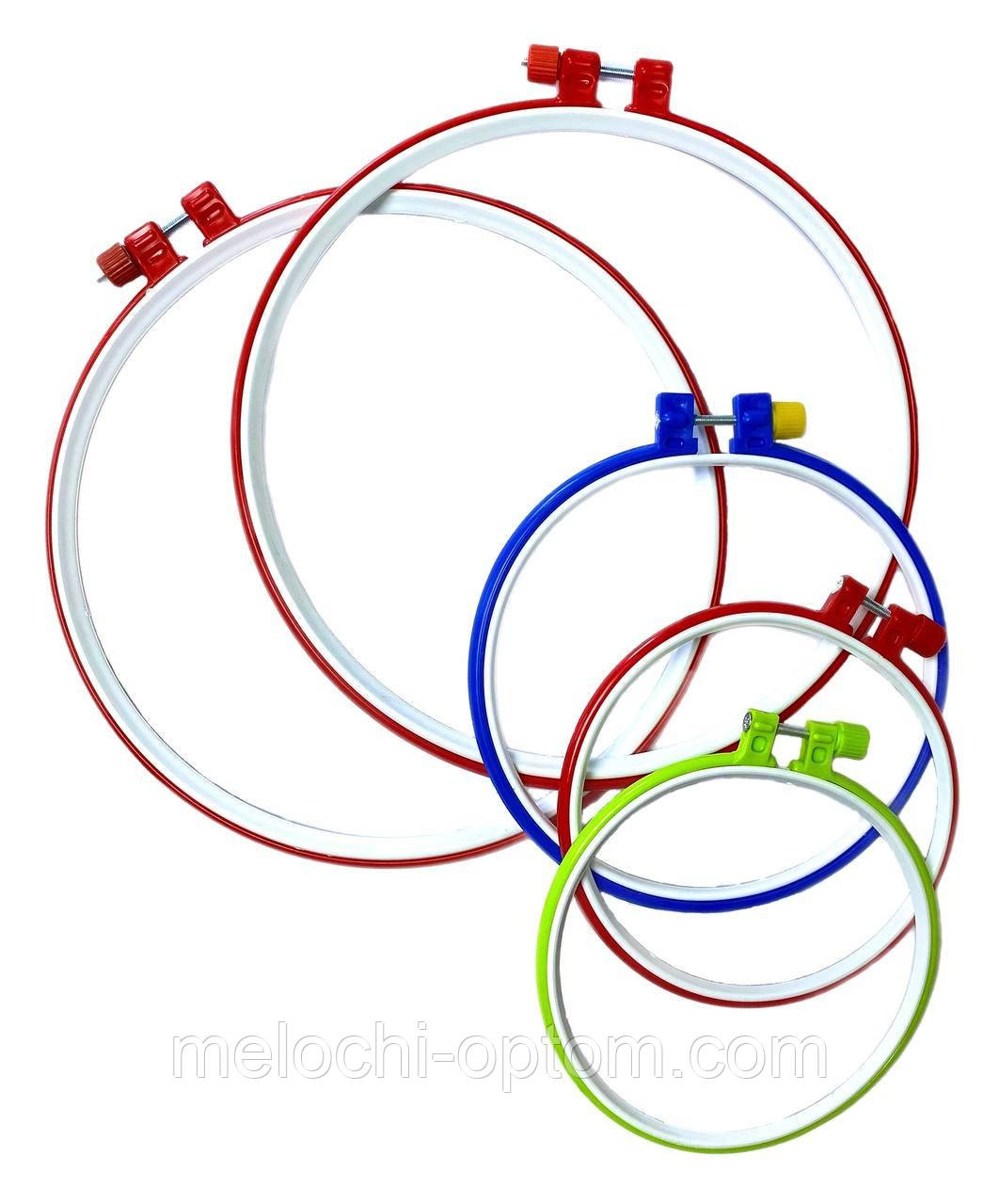 П'яльця для вишивання з металевим гвинтом набір 5шт, діаметр 14.5, 16.5, 24 см