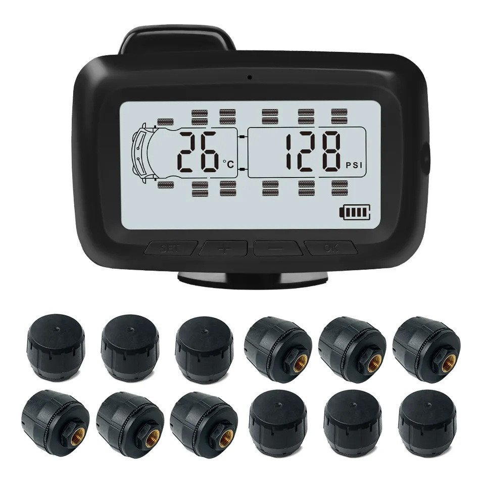 Система контролю тиску та температури в шинах TPMS Careud U903RV для вантажівок, 12 датчиків