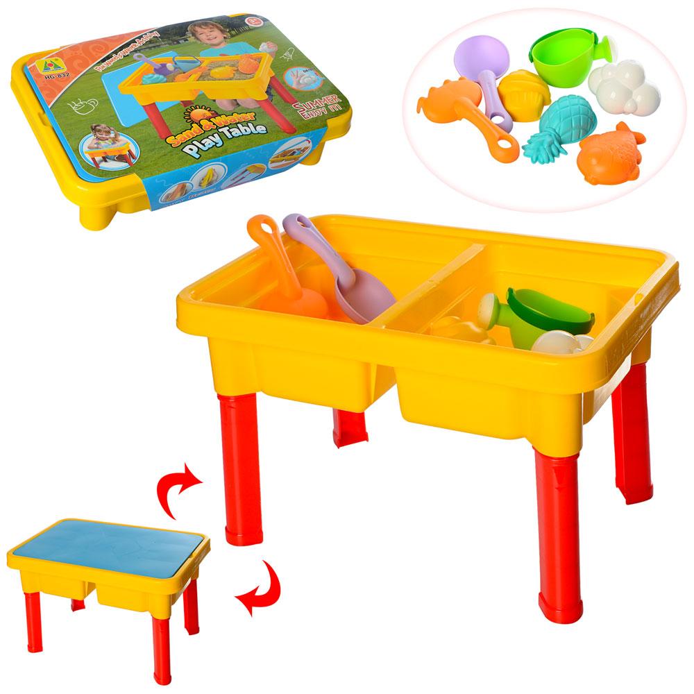 Дитячий ігровий столик-пісочниця з кришкою та набором пасочок Metr+HG-832