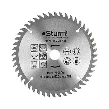 Диск пиляльний для дерева Sturm 9020-165-20-48T, 165х20 мм 48 зуба