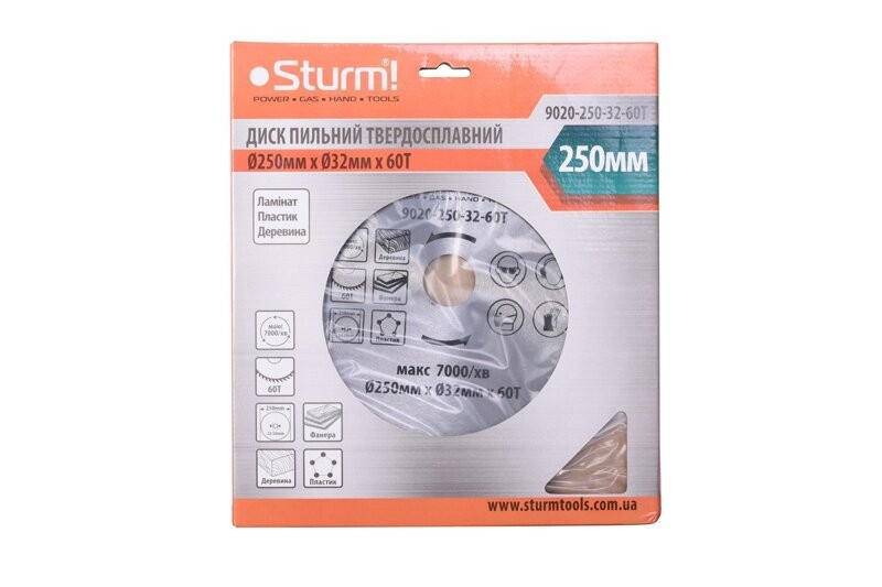 Диск пиляльний для дерева (250х32 мм; 60T) Sturm 9020-250-32-60T