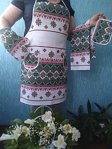 Кухонний набір 4в1 (фартух, рушник, прихватки і рукавиця)