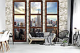 Фото шпалери 3д в передпокій під цеглу місто 368х254 см Хмарочоси Нью-Йорка за трьома великими вікнами (2832P8)+клей, фото 6