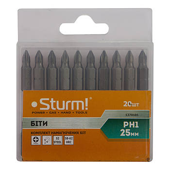 Біти S2 намагнічені PH1 x 25 mm, 20 шт. 1270101